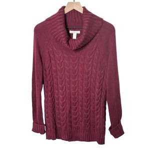 Banana Republic Women's Medium Cable Knit Wool Cashmere Blend Cowl Neck Sweater